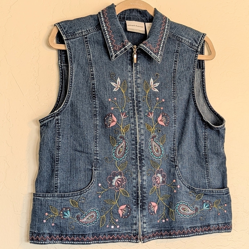 Coquette Zip Front Denim Vest Grandmacore Cottagecore Y2K Vintage Hippie Chic